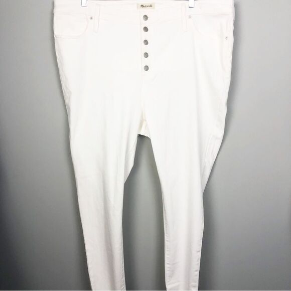 MADEWELL | NEW White 9” Mid-Rise Skinny Jeans Exposed Button Fly Women’s Size 37 - Picture 3 of 13